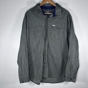 Eddie Bauer Men’s Corduroy Waffle Textured Button Up Shirt Size XL Green Collar